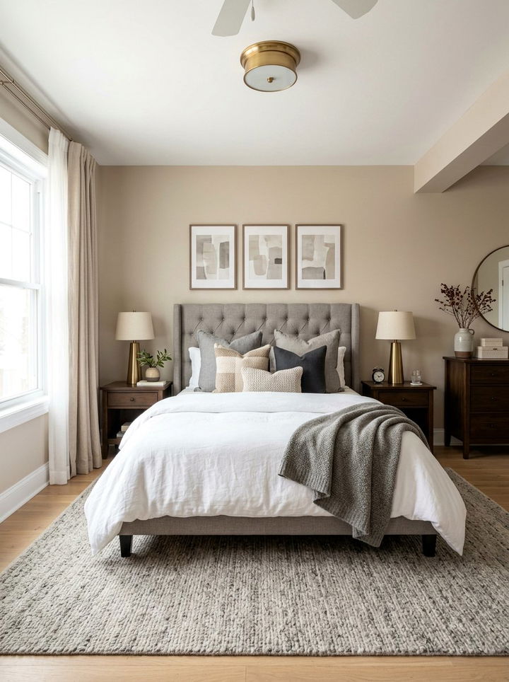 Grey And Beige Transitional Bedroom - 30 transitional bedroom ideas