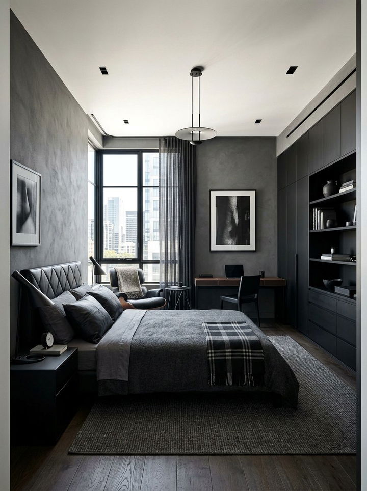 Grey And Black Masculine Bedroom - 30 grey bedroom decor ideas