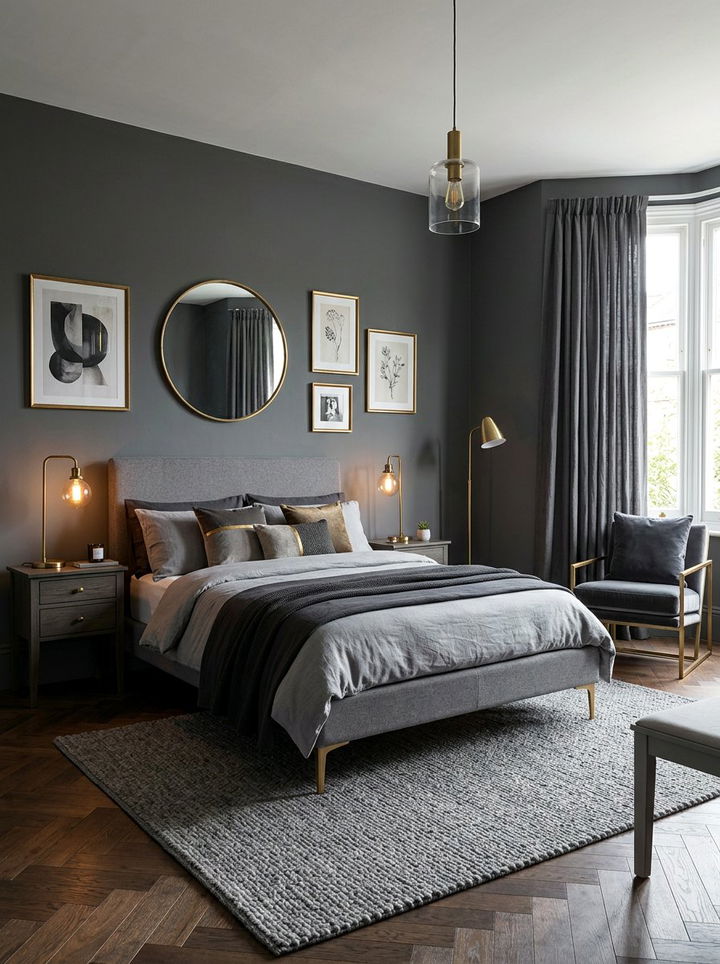 Grey And Brass Bedroom - 30 grey bedroom design ideas