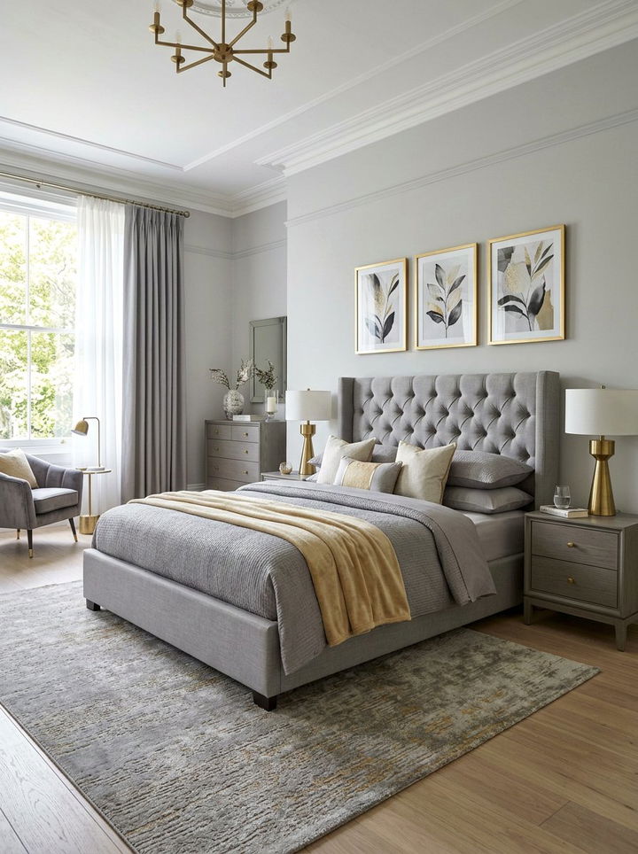 Grey And Gold Bedroom - 30 grey bedroom ideas