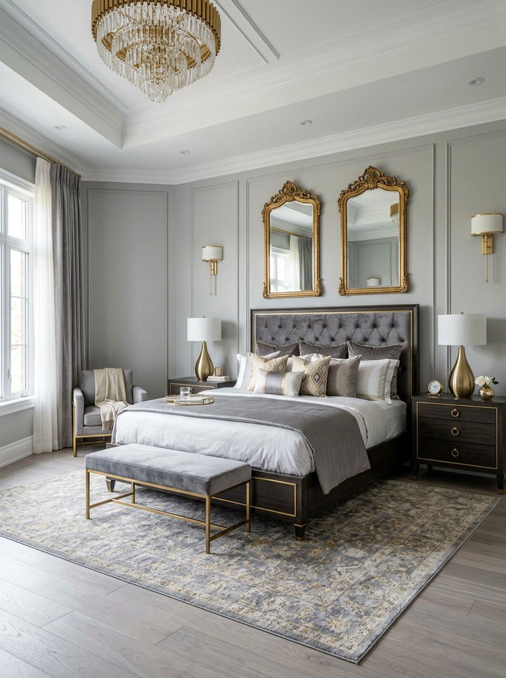 Grey And Gold Luxury Bedroom - 30 grey bedroom decor ideas