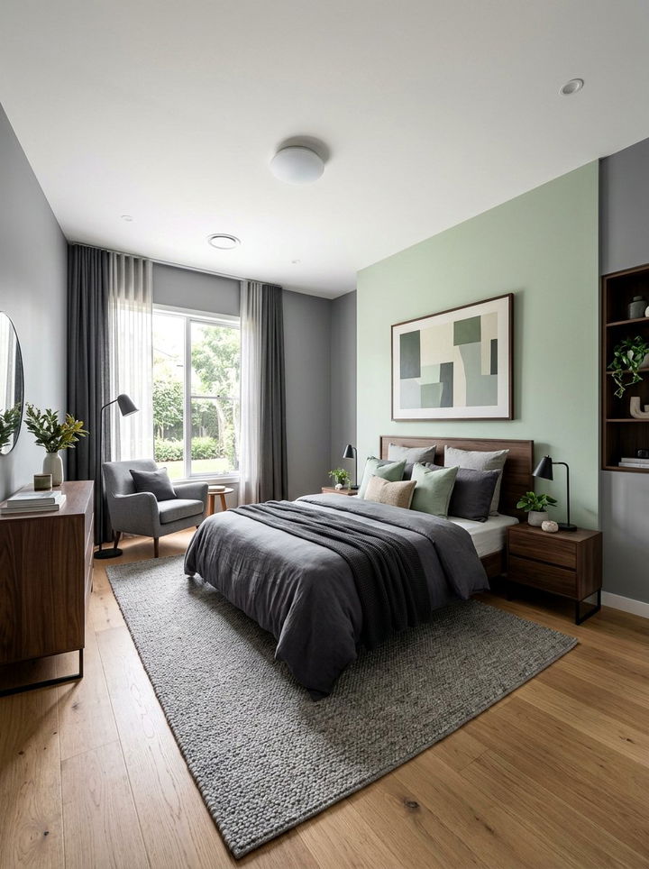 Grey And Light Green Combination - 30 light green bedroom ideas