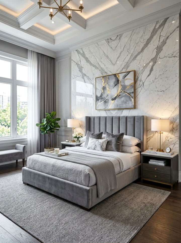 Grey And Marble Bedroom - 30 modern grey bedroom ideas