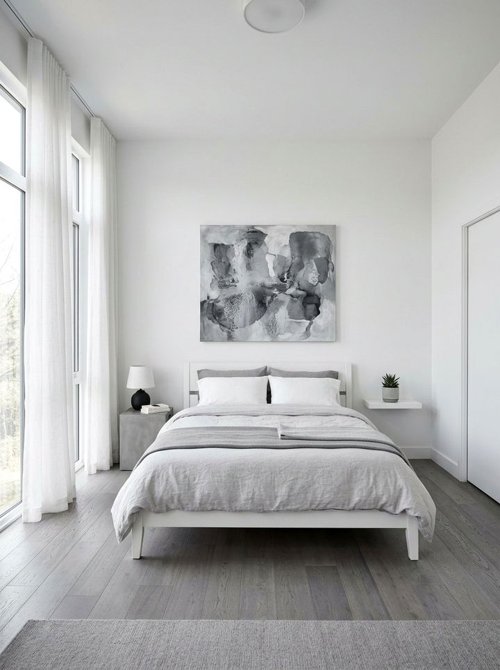 Grey And White Minimalist Room - 30 grey bedroom design ideas
