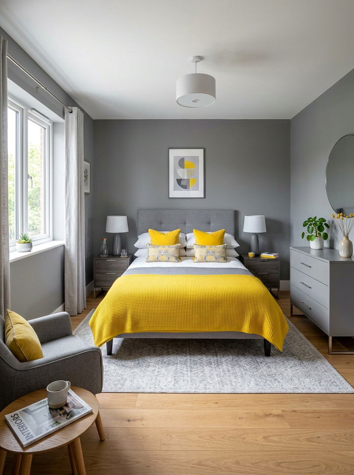 Grey And Yellow Bedroom - 30 grey bedroom ideas