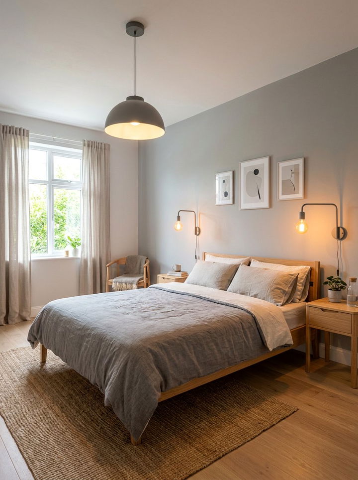 Grey Bedroom Lighting - 30 scandinavian grey bedroom ideas