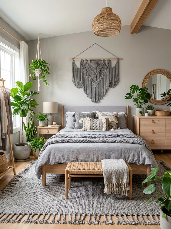 Grey Boho Chic Bedroom - 30 modern grey bedroom ideas