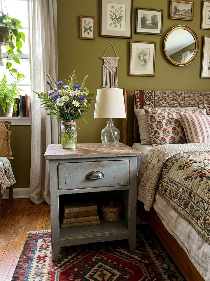 Grey Distressed Wood Nightstand - 30 grey bedroom furniture ideas