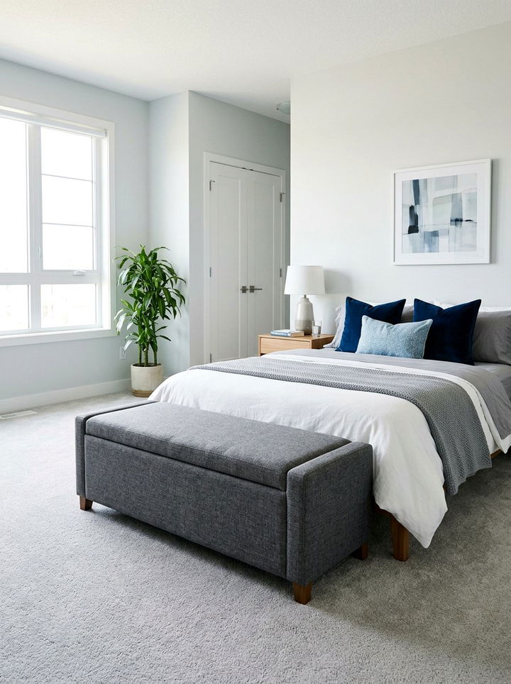 Grey Fabric Storage Bench - 30 bedroom storage chests