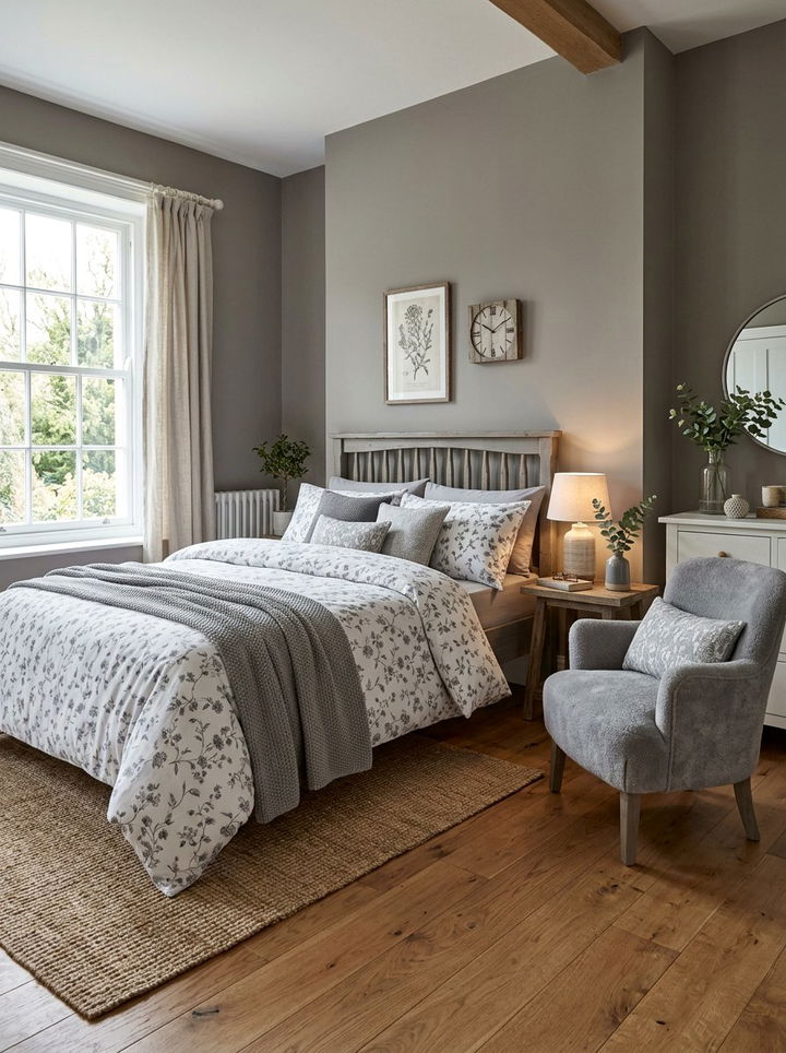 Grey Floral Farmhouse Bedroom - 30 farmhouse grey bedroom ideas