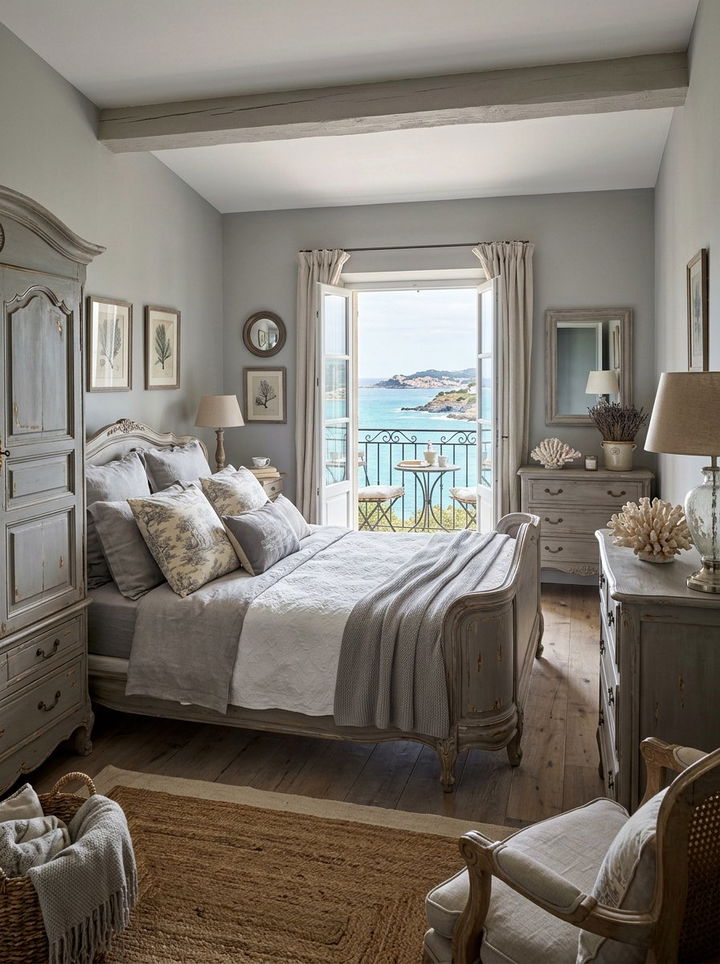 Grey French Country Coastal Bedroom - 30 coastal grey bedroom ideas