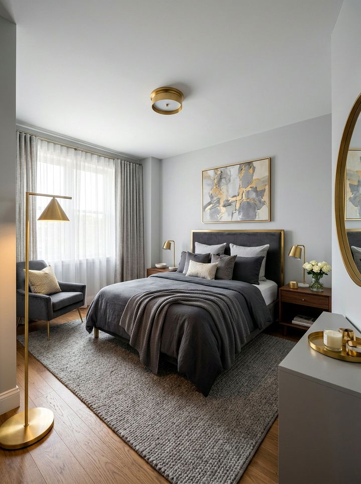 Grey Gold Bedroom - 30 gold accent bedroom ideas