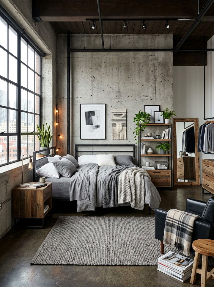 Grey Industrial Scandi - 30 scandinavian grey bedroom ideas
