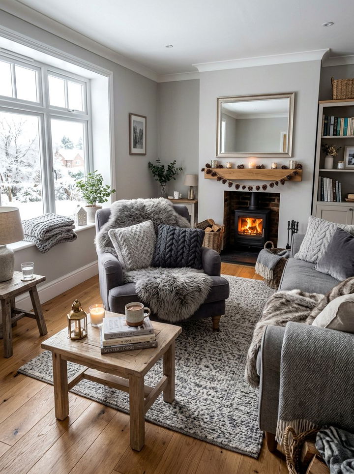 Grey Knits and Furs - 30 scandinavian grey bedroom ideas