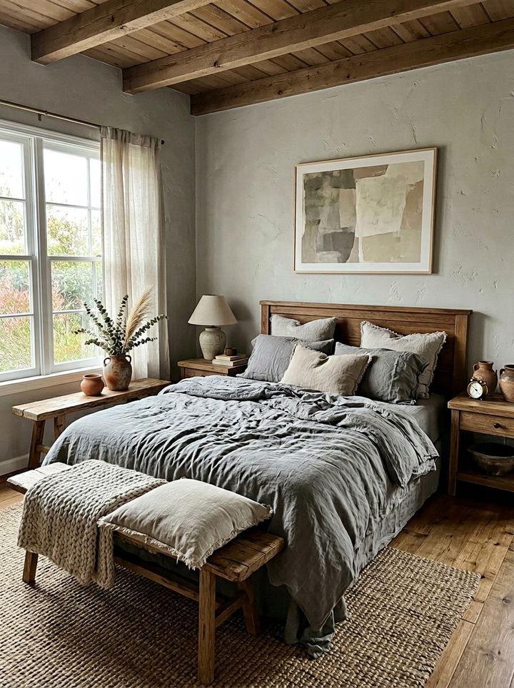 Grey Linen Earthy Bedroom - 30 modern grey bedroom ideas