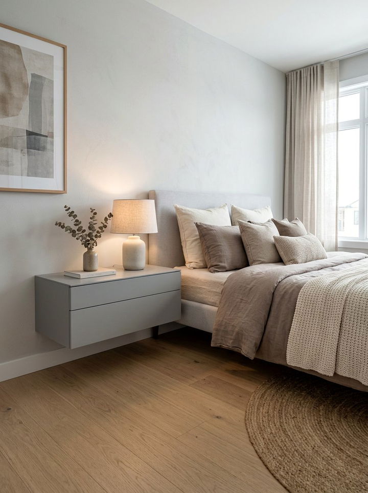 Grey Matte Floating Drawer - 30 bedroom wall mounted nightstands