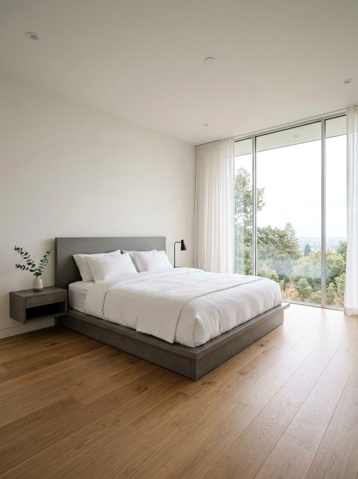 Grey Minimalist Platform Bed - 30 grey bedroom furniture ideas