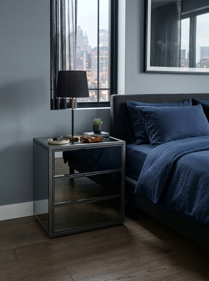 Grey Mirrored Nightstand - 30 bedroom mirrored nightstands