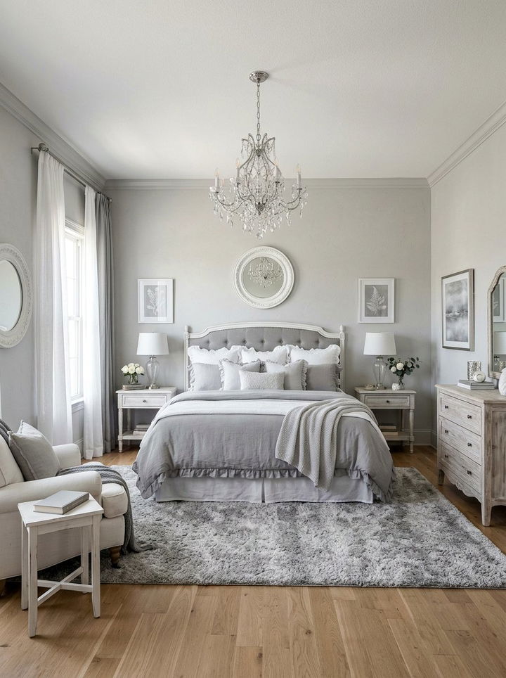 Grey Neutral Tones - 30 shabby chic bedroom ideas