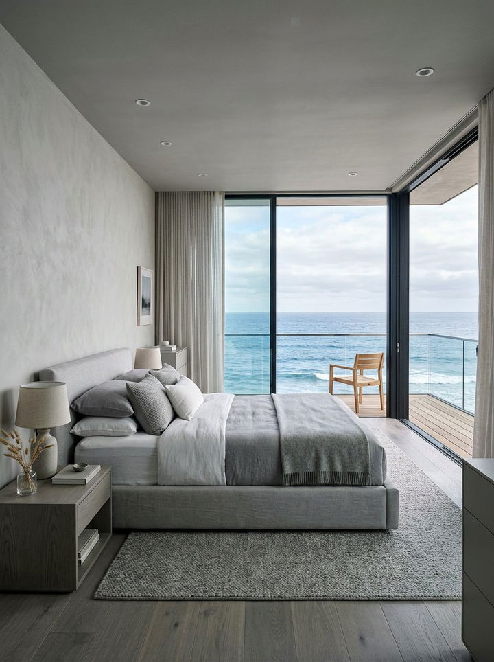 Grey Ocean View Bedroom - 30 coastal grey bedroom ideas