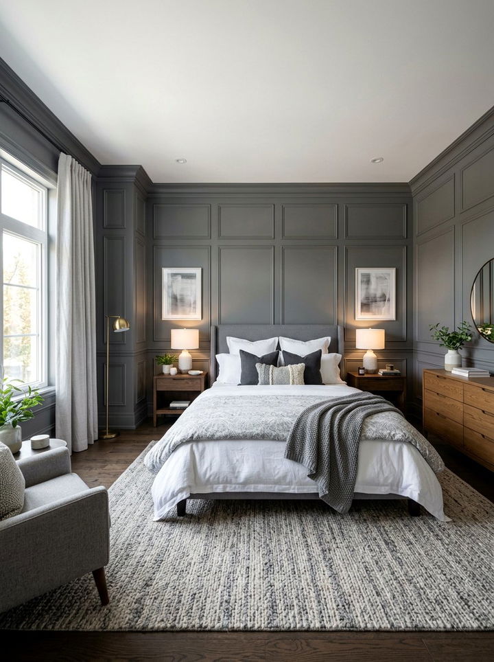 Grey Paneling Wall Bedroom - 30 grey bedroom decor ideas