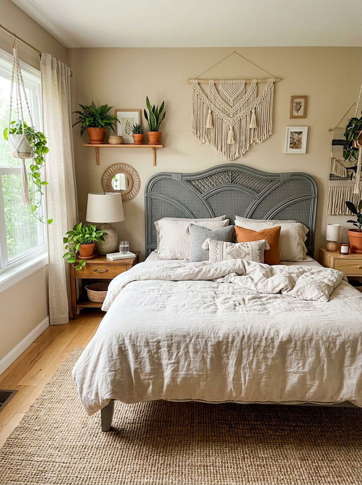 Grey Rattan Headboard - 30 grey bedroom furniture ideas