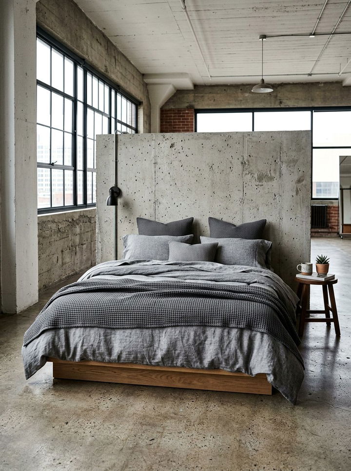 Grey Textured Bedding - 30 warehouse bedroom ideas