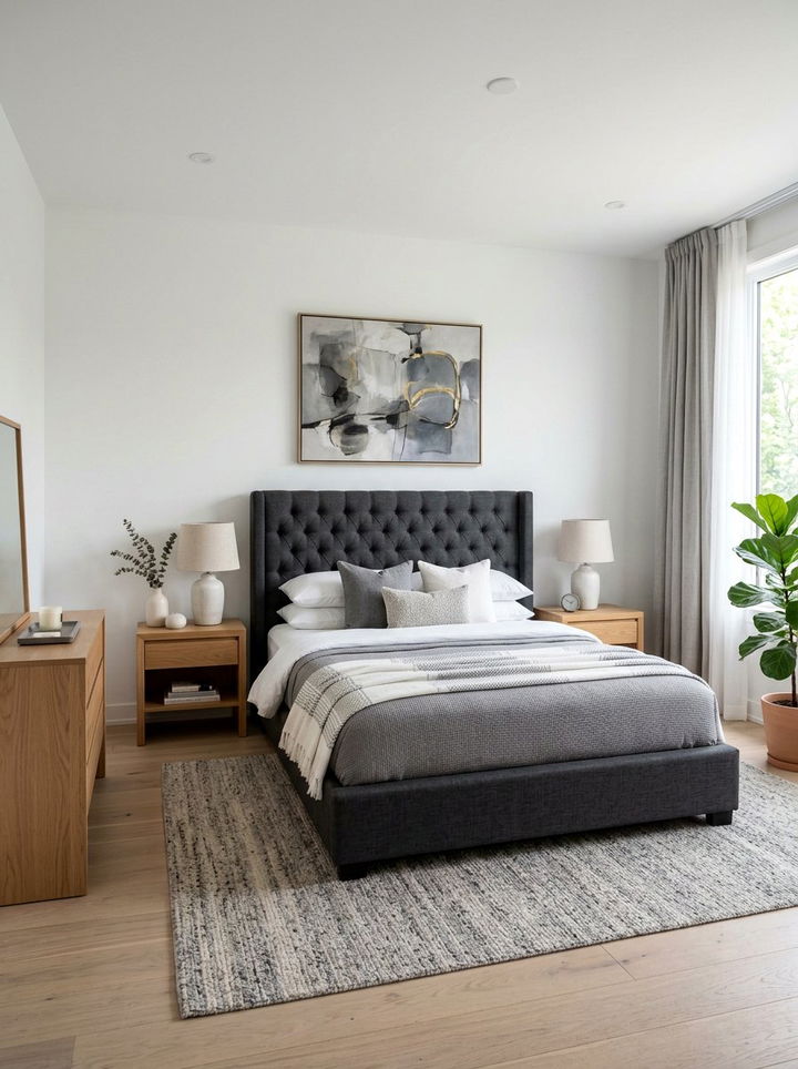 Grey Upholstered Bed Bedroom - 30 modern grey bedroom ideas