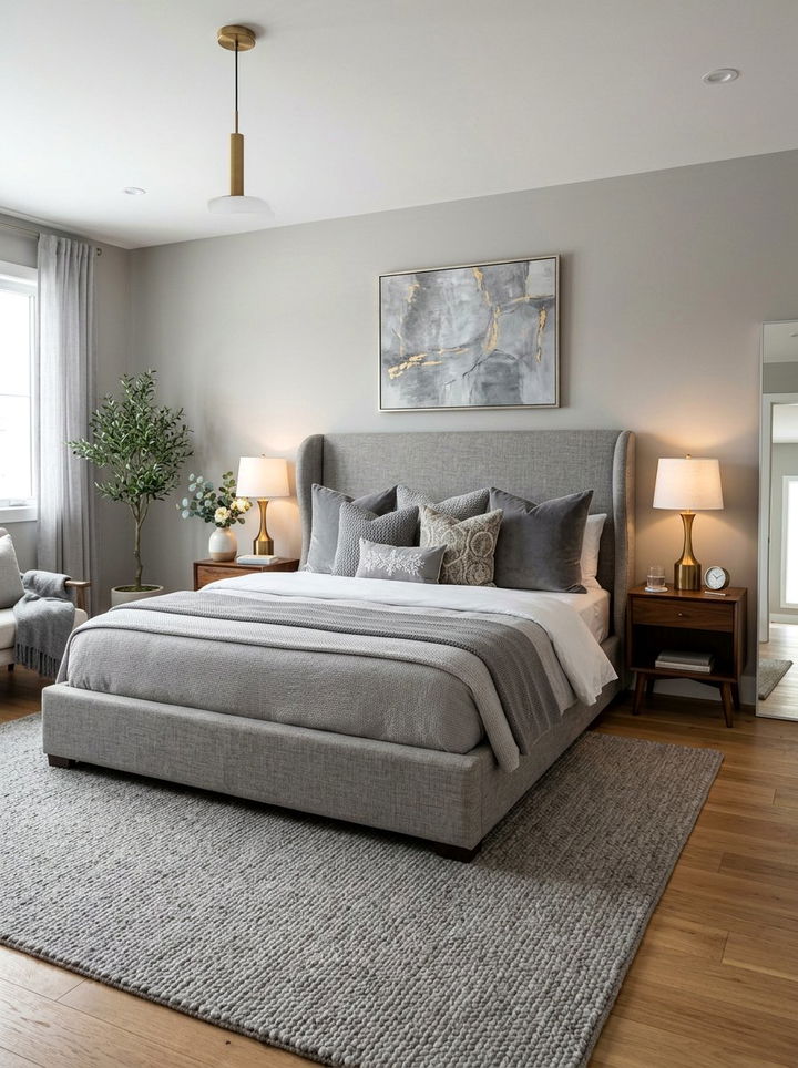 Grey Upholstered Bed Decor - 30 grey bedroom decor ideas