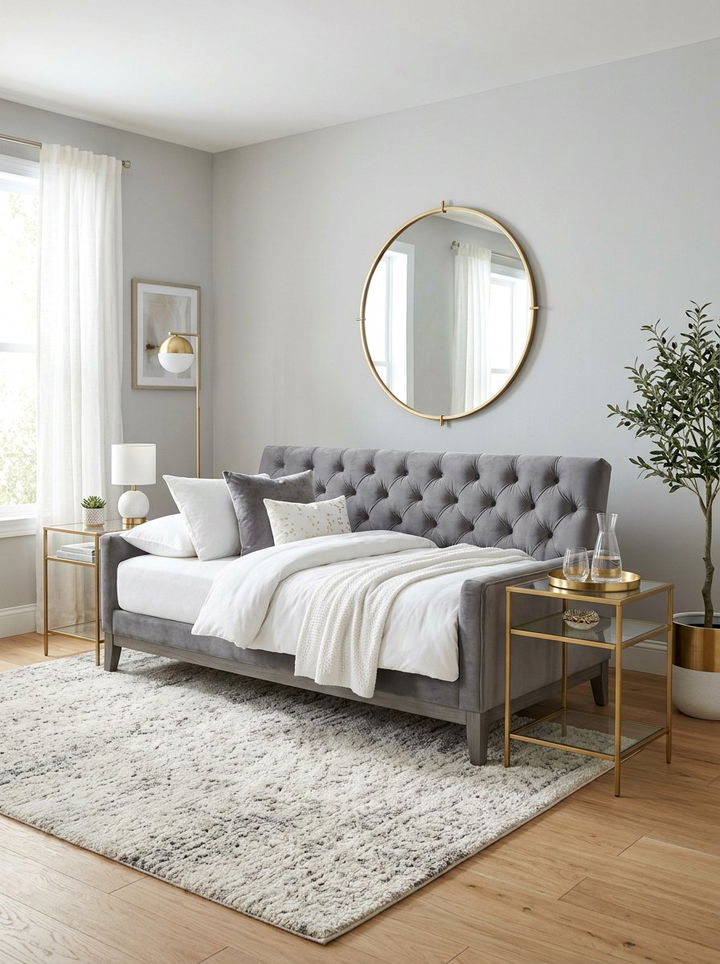 Grey Upholstered Futon Frame - 30 bedroom futon ideas