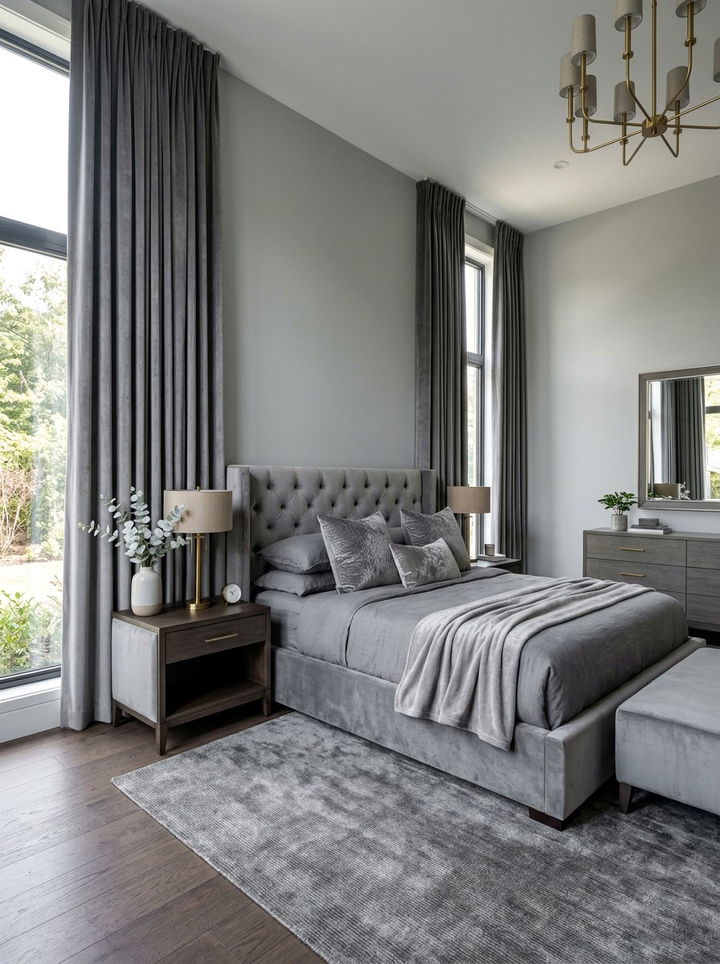 Grey Velvet Bedroom - 30 grey bedroom ideas