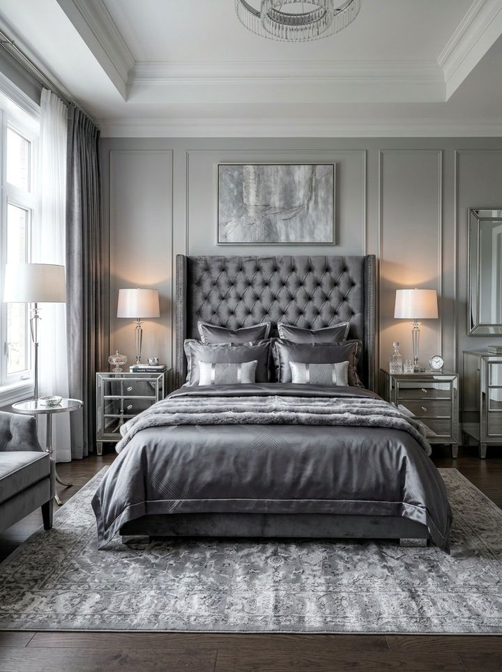 Grey Velvet Master Bedroom - 30 grey bedroom decor ideas