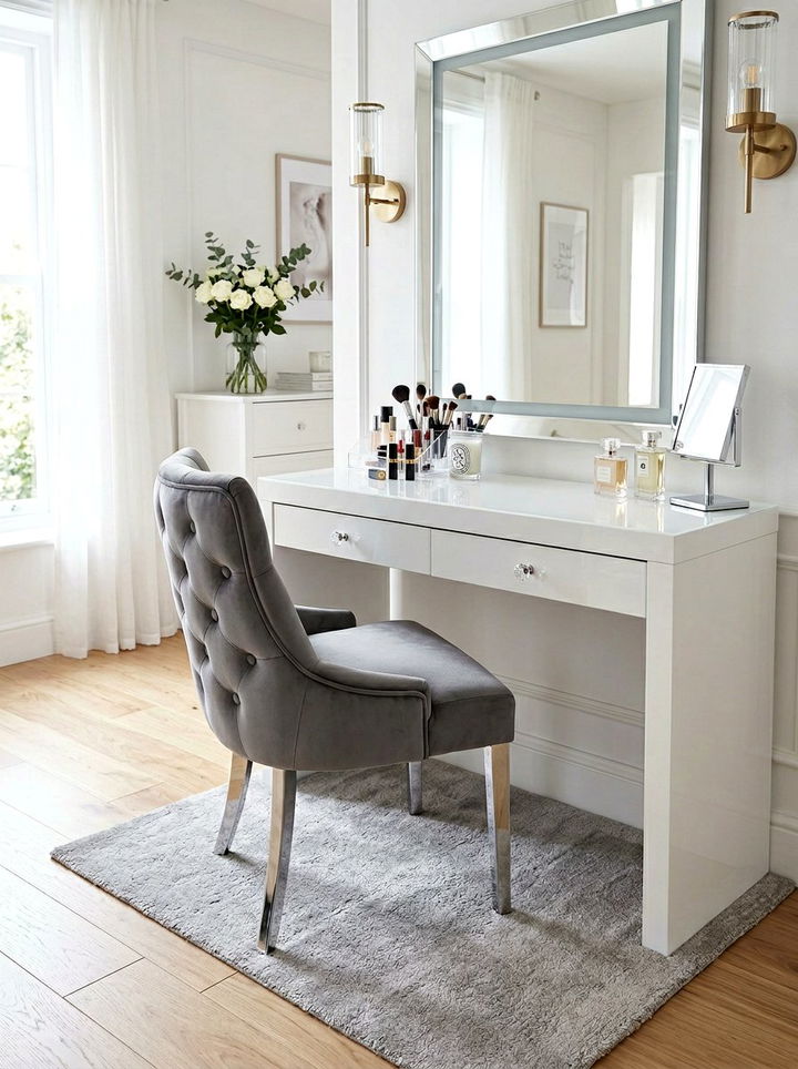 Grey Velvet Vanity Chair - 30 grey bedroom furniture ideas