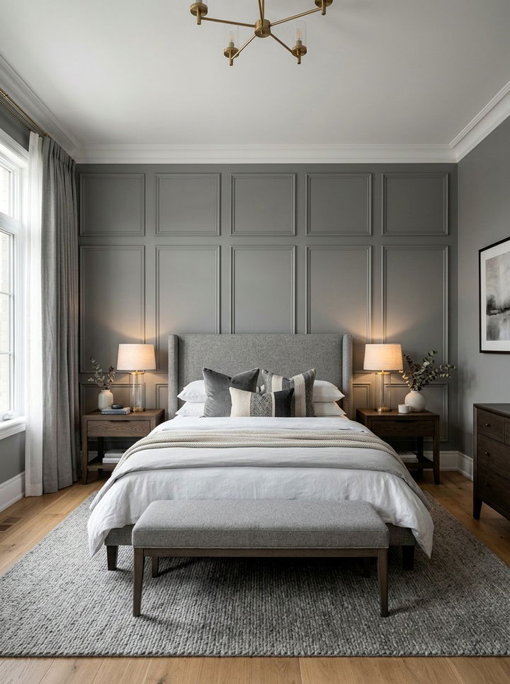 Grey Wood Panel Bedroom - 30 grey bedroom design ideas