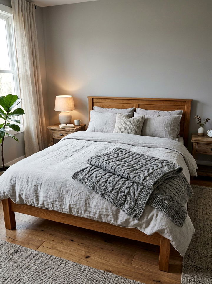 Grey Wool Throw - 30 scandinavian grey bedroom ideas