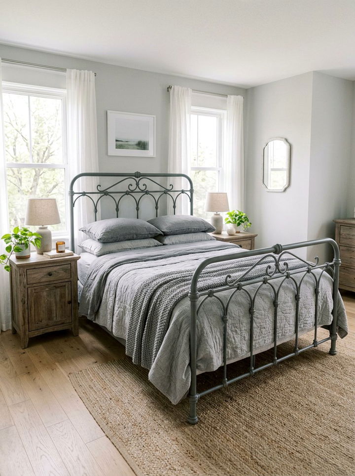 Grey Wrought Iron Bed Bedroom - 30 farmhouse grey bedroom ideas