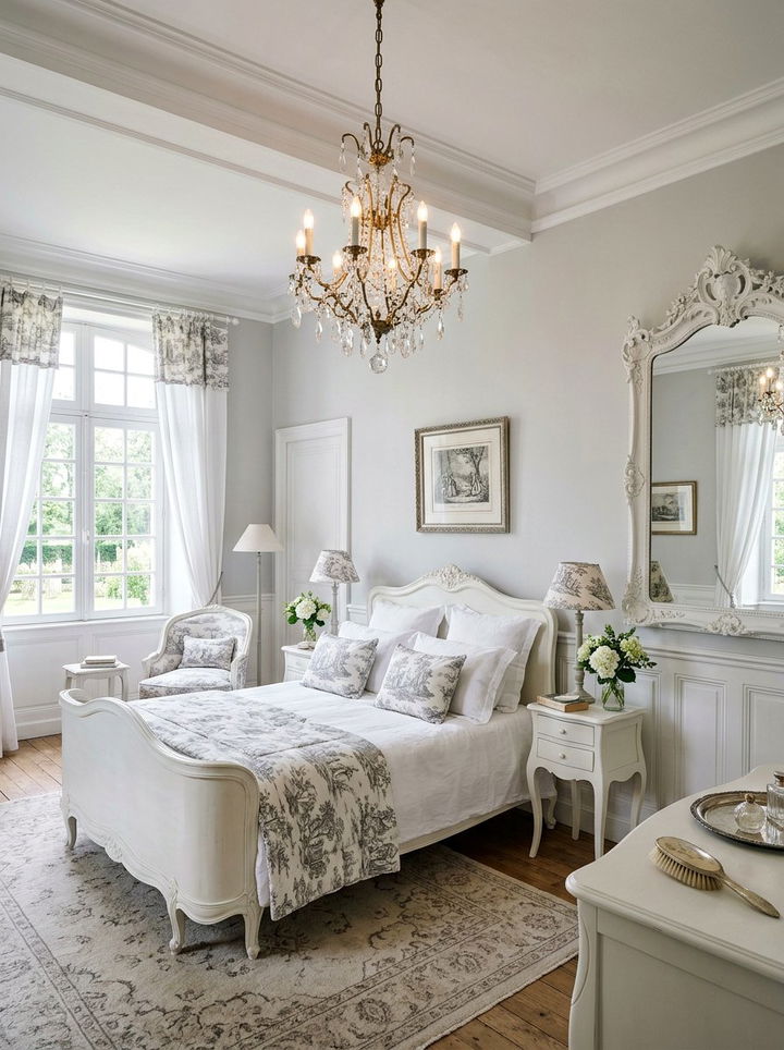 Grey and White French Country Bedroom - 30 grey and white bedroom ideas