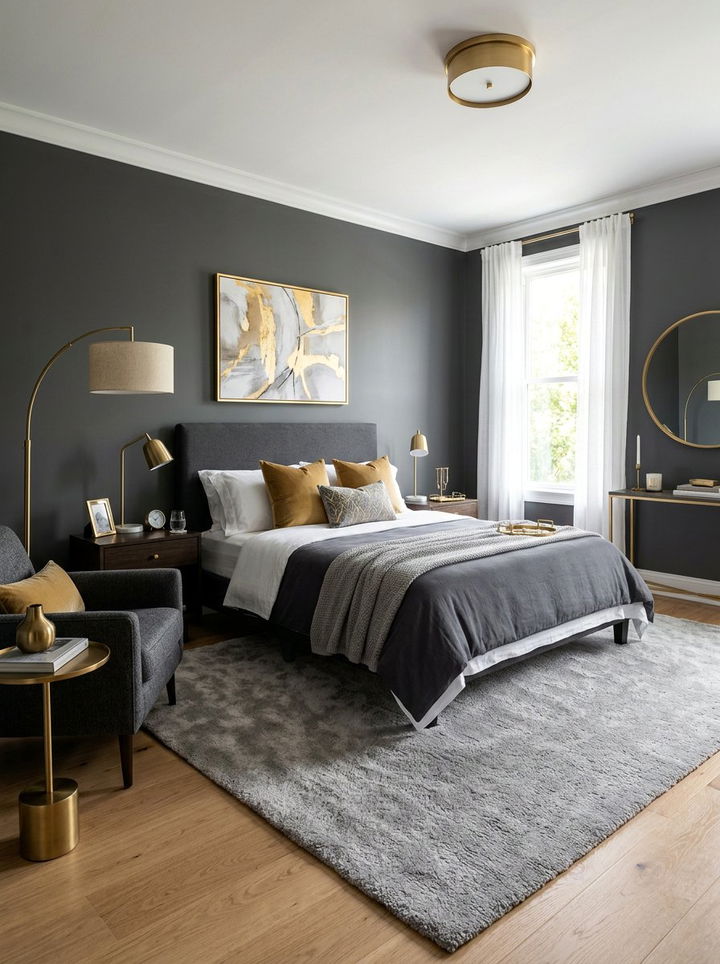 Grey and gold bedroom - 30 gold bedroom ideas