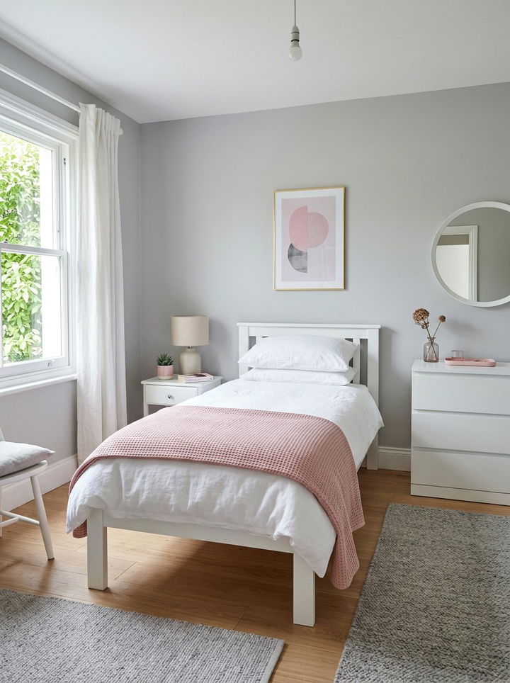Grey and pink bedroom - 30 minimalist grey bedroom ideas