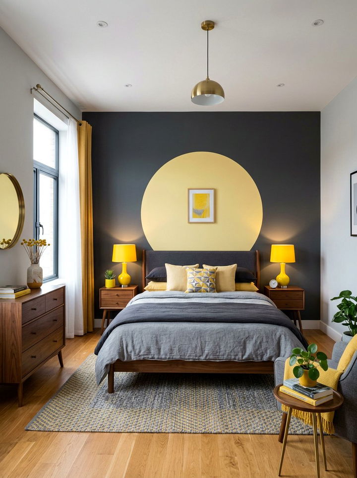 Grey and soft yellow bedroom - 30 bedroom color blocking ideas