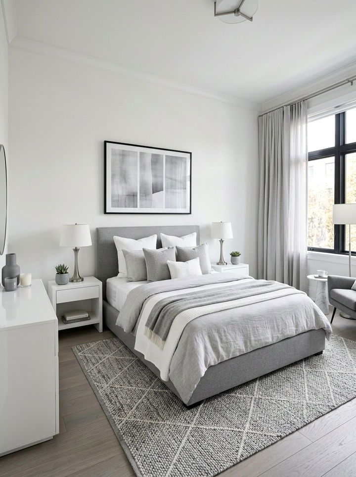 Grey and white bedroom - 30 minimalist grey bedroom ideas
