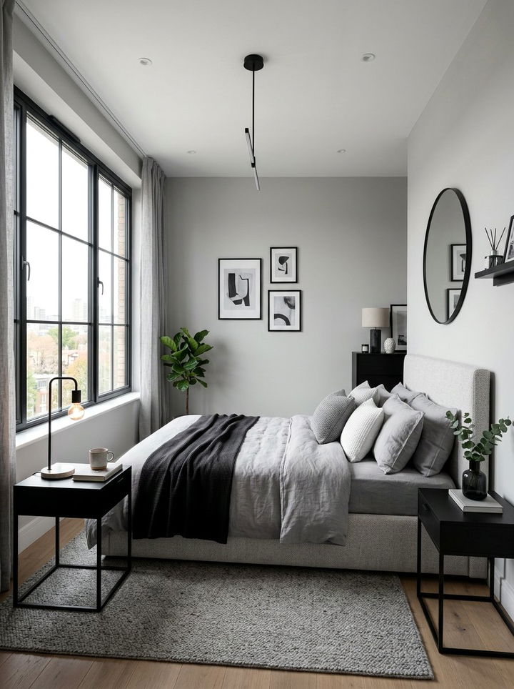 Grey bedroom black accents - 30 minimalist grey bedroom ideas
