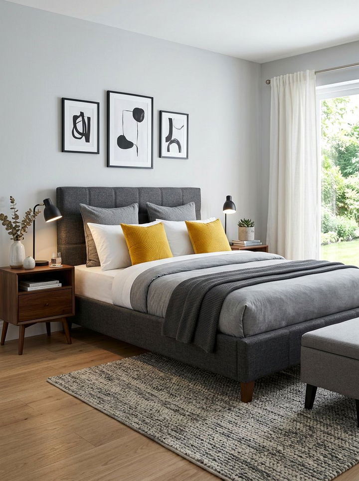 Grey fabric bed frame - 30 bedroom bed frames