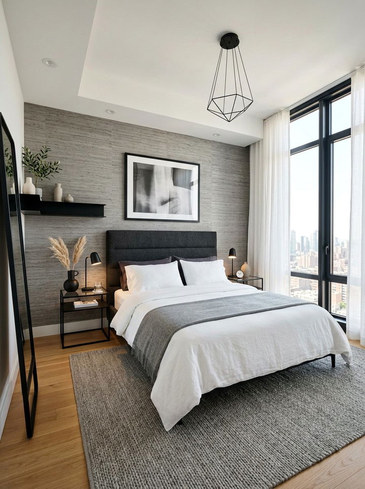 Grey grasscloth wallpaper - 30 bedroom neutral wallpapers