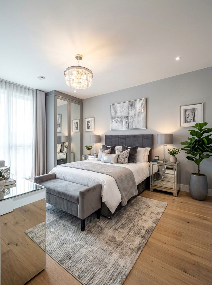 Grey mirrored furniture - 30 contemporary grey bedroom ideas