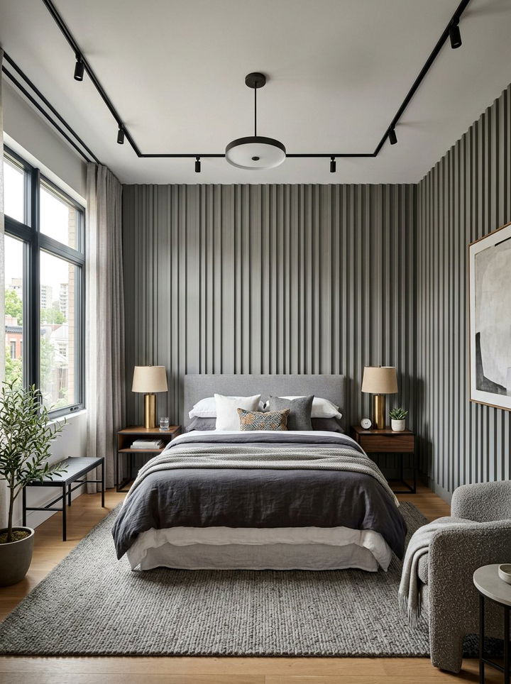 Grey panelled wall bedroom - 30 contemporary grey bedroom ideas
