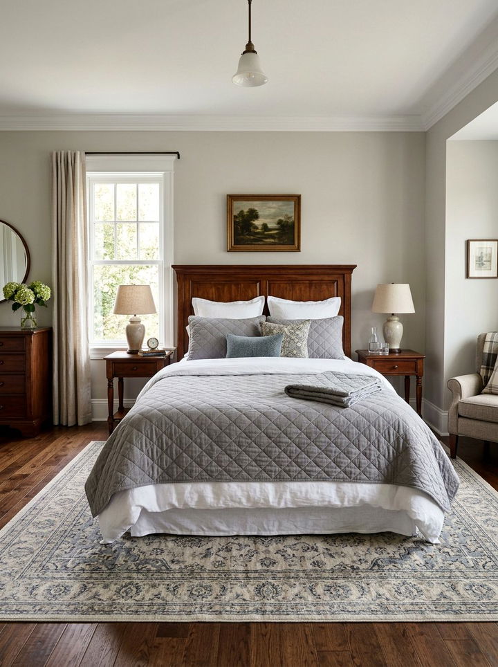 Grey quilted coverlet - 30 traditional grey bedroom ideas