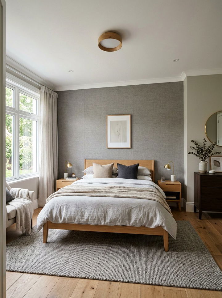 Grey textured wallpaper - 30 minimalist grey bedroom ideas