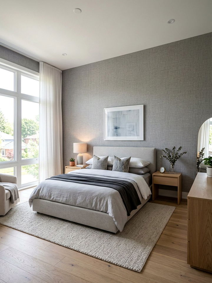 Grey textured wallpaper - 30 contemporary grey bedroom ideas