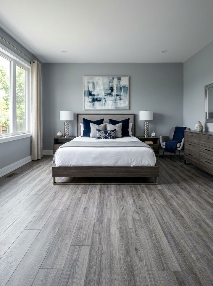 Grey wood bedroom laminate - 30 bedroom laminate flooring ideas